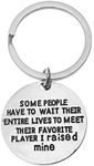 Sport Mom or Dad Keychain- Some People Have to Wait Their Entire Lives to Meet Their Favorite Player, I Raised Mine. Gift for Football, Baseball, Soccer & Basketball Parents