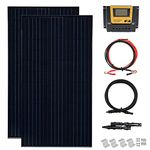 WUZECK Solar Panel Kit 12V 200W Lightweight 100Watt Monocrystalline PV Module with 20A Charge Controller Off Grid Power for Boat Rvs Cabin Battery Backup(200W Solar Panel kit)