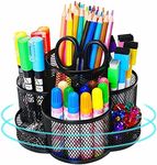 Pen Holder for Desk, 360-degree Rotating Desk Organizers with 7 Compartments –Storage 400+ Pencils, Black Desk Accessories & Workspace Organizer Mesh Desktop Caddy for Office School & Art Supplies