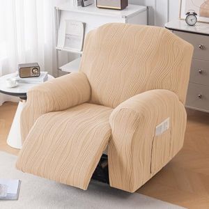 HOKIPO Premium Knitting Jacquard 200 GSM Fully Covered Recliner Sofa Cover for 1 Seater, 'Nestiva Series' Blush Beige (AR-6235-BGE)