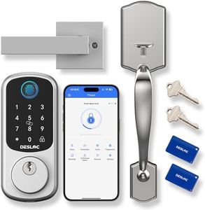 DESLOC B200 Fingerprint Front Door Lock Set with Durable Handleset, Keyless Entry Deadbolt, Electronic Keypad, App Control, Easy Installation, Designed for a Modern and Stylish DESLOC Home, Silver