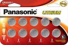 Panasonic CR2025 3.0 Volt Lithium Coin Cell Batteries – 10 Pack