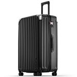 LEVEL8 28 Inch Checked Luggage, Large Travel Suitcase with Wheels, Hard Shell Check in Rolling Luggage with TSA Lock, Black