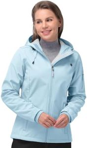 33,000ft Women's Softshell Jacket, Fleece Lined Warm Jacket Light Hooded Windproof Coat for Outdoor Hiking