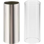 2 Pieces Glass Slide and Stainless Steel Slide in Box for Guitar, Bass, Medium (6 cm)