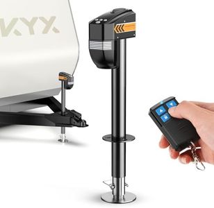 KYX Electric Jack 7500lb, with Remote, Heavy Duty RV Electric Tongue Jack, 9.84"-33.85" Lift, Manual Crank Handle & Jack Cover for RVs & Travel Trailers, Black