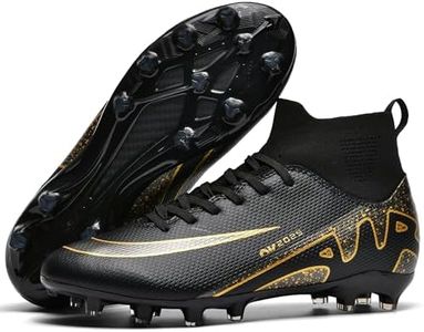 Men's Soccer Shoes Football Cleats High-Tops Lace-Up Non-Slip Spikes Indoor Outdoor Sports Athletic Baseball Lacrosse Sneaker Black EU 40