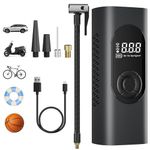 TGBOX Tire Inflator Portable Air Compressor, 150 PSI Cordless Bike Pump with LCD Dual Screen& Emergency Light, Suitable for Cars, E-Bikes, Truck &Motorcycles