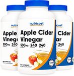 Nutricost Apple Cider Vinegar 500mg, 240 Vegetarian Capsules - Natural, Non-GMO, and Gluten Free (3 Bottles)