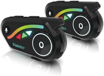 SWAREY V8 Intercom Moto Système de Communication Bluetooth pour Casque de Moto Radio FM/Partage de Musique/Appel téléphonique (2 unités, 2X Motards)