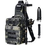 Ertisa Fishing Tackle Bags, Single Shoulder Fishing Bag Multi-Pocket Waterproof Fishing Backpack Camouflage Fishing Rucksacks Sturdy Sling Fishing Storage Backpack for Fishing Outdoor Camping Hiking