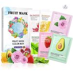 6 Pcs Facial Masks Sheet Set HOUSN Hydrating Sheet Face Mask, Fruit Extract Face Mask Set, Organic Face Mask, Plant & Fruits Series Facial Skincare Soothing Sheet Masks For All Skin Type