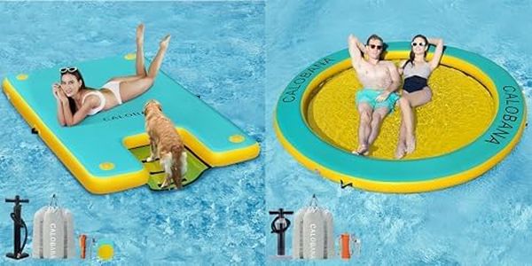 CALOBANA 8ft Inflatable Floating Dock with Ramp & 8ft Water Hammock Lake Floats for Adults