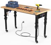 YITAHOME Work Bench 48" L X 24" W Adjustable Workbench for Garage W/Pegboard & Power Outlets Heavy-Duty Workstation, 1600 LBS Load Capacity with Wheels for Workshop, Office, Home Outdoor