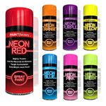 7x Neon Spray Paint Aerosol DIY Graffiti Extra Bright Assorted Colours Paint Blue Green Orange Pink