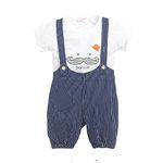 Hopscotch Boys Graphic Print T-shirtDungaree Set In White Color for Ages 18-24 Months