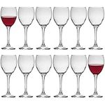 LAV 12x Clear 340ml Venue Red Wine Glasses - Large Glass White Rose Long Stem Cocktail Party Drinking Goblet Gift Set