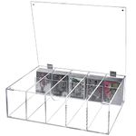 MyGift 5 Compartment Trading Cards Storage Box - Premium Clear Acrylic Collectors Sports Card Protective Case with Hinged Lid, Magnetic Closure, and Removable Dividers