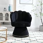 SPOFLYINN Swivel Barrel Accent Sofa Chair, 360-degree Swivel Round Sofa 300 Lbs Load Bearing Capacity for Living Room Nursery Hotel Bedroom Office Lounge Arm Chair Club Chair Black One Size