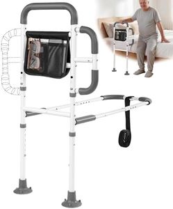 Srotime Assistive Rail for Elderly Adults, Seniors Grab Bar with Non-Slip Handles & Storage Bag, Portable Bed Cane 400LBS Capacity, Fits King Queen Full Twin Sizes (White)