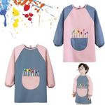 Funmo Children's Painting Aprons, Pack of 2 Art Aprons, Painting Smock Children School, Waterproof Children's Painting Coat 6-12 Years Girls/Boy, Craft Apron for Children, for School Art Painting,