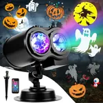 Brighter Halloween Decorations Projector Lights for Home, 2025 Upgraded Holiday Projectors with 19 HD Replaceable Slides (Ocean Wave & Patterns), Weather Proof Halloween Projector Light Show