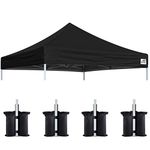 Eurmax USA New 10x10 Pop Up Canopy Replacement Canopy Tent Top Cover, Instant Canopy Top Cover ONLY, Choose 30 Colors,Bonus 4PC Pack Canopy Weight Bag (Black)