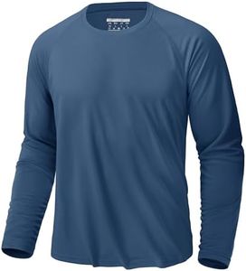 KEFITEVD Mens Sun Protection Shirts Long Sleeve UPF 50+ Rashguard for Men Quick Dry Outdoor Swimming Running Shirts Cooling Shirts Blue Grey