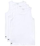 Lacoste Men's Essentials 3 Pack 100% Cotton Slim Fit Tanks, White, XX-Large