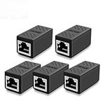 Oneme RJ45 Coupler Network Coupler, Ethernet Connectors,hielded in-Line Coupler for Cat7/Cat6/Cat5e/cat5 Ethernet Cable Extender Connector - Female to Female (Black-5 Pack)