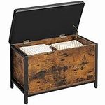 VASAGLE Entryway Storage Bench, Flip Top Ottoman and Trunk with Padded Seat, Bed End Stool, Supports 198 lb, 31.5”L x 15.7”W x 19.7”H (80 x 40 x 50 cm), Rustic Brown + Black