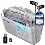 KLIM K7 Cassette Tape Player - Cassette to MP3 Converter - Portable Cassette Player - Tape Recorder with Built-in Microphone & Speaker - Rechargeable Battery - Earphones - 16GB SD Card - Silver