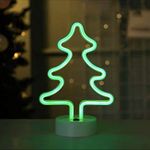 Christmas Tree Neon Signs Light with Base Green LED Night Neon Light Sign for Party Supplies Girls Room Decoration Accessory for Luau Summer Wedding Birthday Party Table Decoration Children Kids Gift