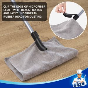 MR.SIGA Rubber Broom 3-in-1 Carpet Brush – Pet Hair Removal, Squeegee, 61" Adjustable Handle, Microfiber Cloth Included