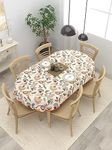 Clasiko 6 Seater Oval Dining Table Cover; 60x90 Inches; Material - Cotton; Multicolor Peacock