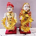 UrbanShilp Rajasthani Wooden Gangaur Idol for Pooja Rajasthani Handmade Isar Gangaur/gangaur Dolls/Home Furnishing/Figurine/Idol/Gifting Idol (Multicolour,Doll Dulha Dulhan)