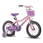 JOYSTAR 14 Inch Kids Bike for 3 4 5 Years Old Girls, with Front Basket & Training Wheels for 3-5 Years Child Toddlers Pink