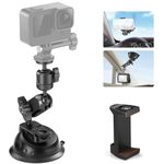 NEEWER Suction Cup Mount for GoPro Action Camera with Magic Arm & 360° Pan 90° Tilt Ball Head, Quick Buckle Lock Outside Windshield Car Mount with Holder, Max Load 4.4lb/2kg, CA029