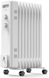 VonHaus Oil Filled Radiator 9 Fin – Oil Heater Portable Electric Free Standing 2000W for Home, Office, Any Room – Adjustable Thermostat, 3 Heat Settings, 4x Wheels, 1.5m Power Cable – 2 Year Warranty