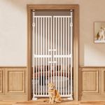 71" High Extra Tall Cat Gate, 33.85-35.43" Wide Cat Safety Gate, 1.34" Extra Narrow Gap, Auto Close, No Drilling, Double Pet Door for Doorways, Kitchen