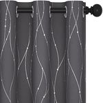 Deconovo Blackout Grommet for Bedroom, 84 Inch Long - Thermal Insulated Drapes, Light Blocking Curtains with Floral Pattern (42 x 84 Inch, Dark Grey, 2 Panels)