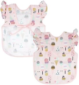 BapronBaby Flutter Pink Ice Cream Bapron - No Neck Tie Safer Bib for Baby & Toddler - Soft Waterproof Stain Resistant - Machine Washable - Sz Baby/Toddler 6m-3T