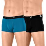 XYXX Men's Underwear Ace IntelliSoft Antimicrobial Micro Modal Trunk Pack of 2 (Black;DEEP SEA Blue; L)