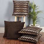 Cazimo Jacquard Geometric Chevron Cushion Covers - Set of 5, 16 * 16 inches, (Brown)