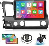 Android Car Stereo Radio for Honda Civic 2006-2011 with Apple Carplay Android Auto Rimoody 10.1’’ Touch Screen Car Radio Bluetooth GPS WiFi FM Mirror Link RCA USB SWC Backup Camera