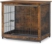 BingoPaw Wooden Dog Crate Furniture: Side End Table Heavy Duty Pet Cage Kennel 24inch with Removable Tray - Decorative Fancy Double Door Wood Top Puppy House for Small Dogs