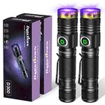 DARKDAWN UV Flashlight Blacklight 395nm USB Rechargeable, Woods Lamp Ultraviolet Black Light LED Powerful Portable Mini Focus Adjustable Detector for Pet Urine, Stains, Scorpions, Resin Curing, 2-Pack