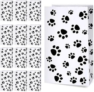 36 Pack Dog Paw Print Gift Paper Bags Dog Paw Print Treat Bags, Paw Print Gift Bags Dog Party Favors Paw Print Goodie Bags Dog Gift Bags Cat Treat Bags for Puppy Pet Treat Party Favor(White Black)