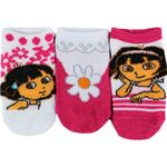 Nick Jr. Dora The Explorer Infant Girl's 3-Pair Raspberry Assorted Safety Socks Q4200 - Pink -