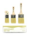 Zibra KIT3TC 3-Piece Top Coat Paint Brush Set with Flat Paint Brushes for Top Coating and Flat Surfaces, Natural, White, 1 inches